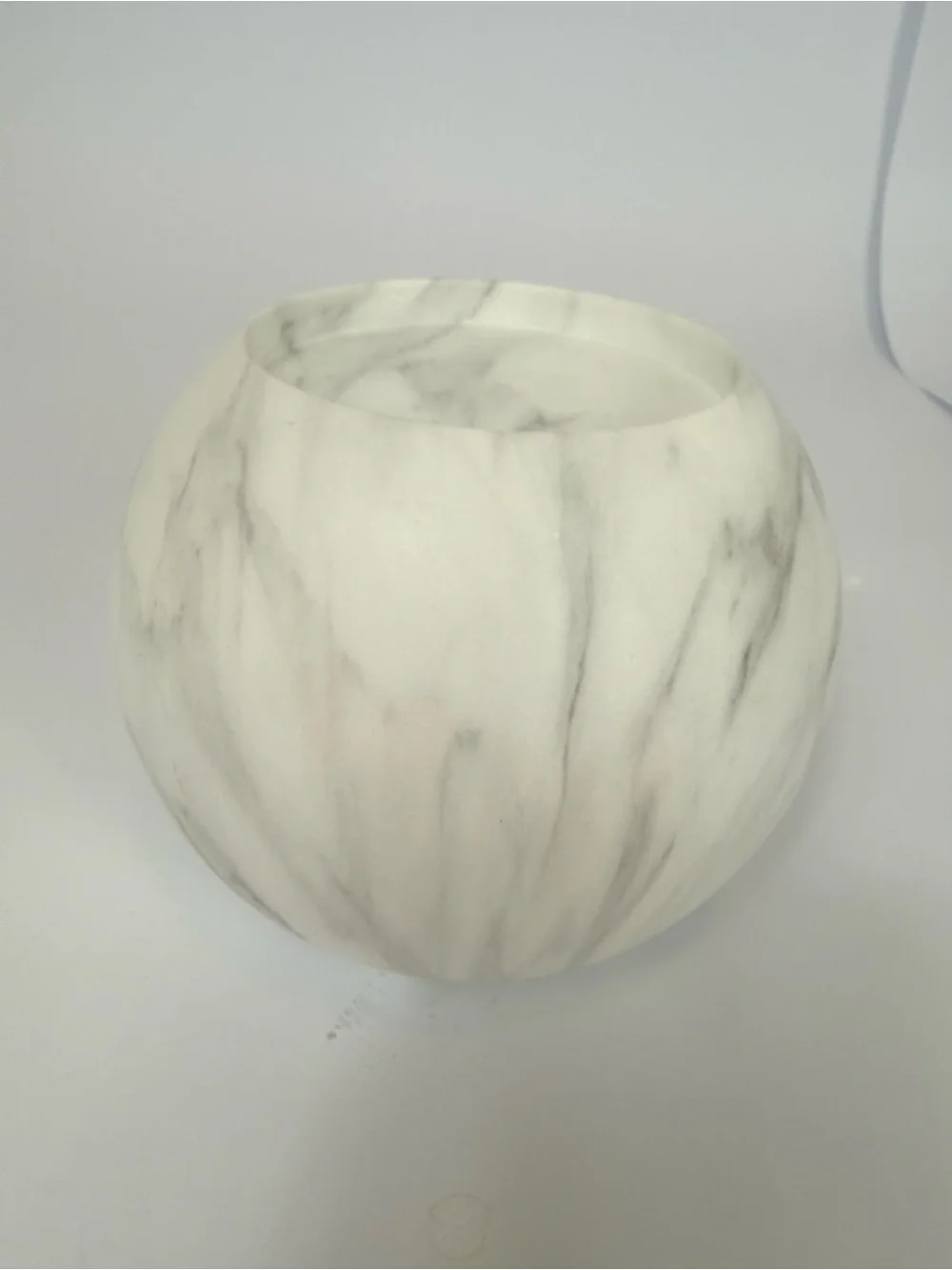 Bath & Body Works White Gray Marble Orb Pedestal Candle Holder